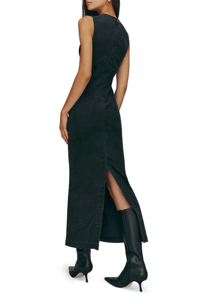 Shop Reformation Kendi Sleeveless Denim Sheath Dress In Washed Black