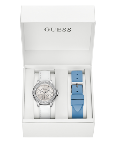Shop Guess Women's Multi-function White Genuine Leather Watch 36mm Gift Set