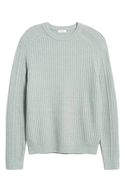 Shop Reiss Millerson Textured Wool & Cotton Blend Crewneck Sweater In Sage