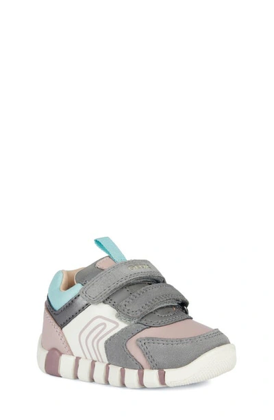 Shop Geox Kids' Iupidoo Sneaker In Grey Old Rose