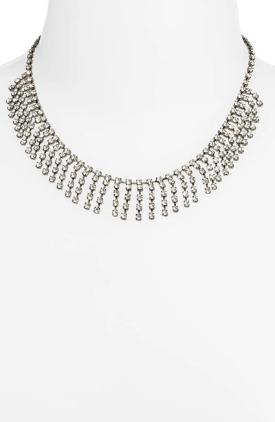 Shop Open Edit Rhinestone Fringe Collar Necklace In Clear- Hematite