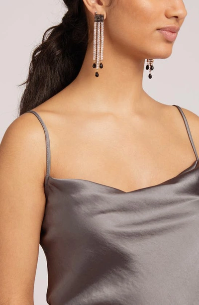 Shop Open Edit Crystal Fringe Teardrop Earrings In Clear- Black- Gold