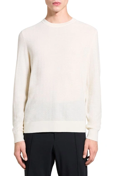 Shop Theory Novo Merino Wool Blend Crewneck Sweater In Ivory - C05