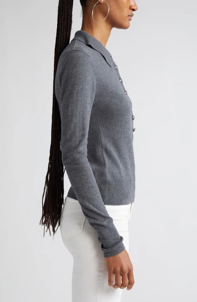 Shop L Agence Sterling Collar Sweater In Grey/gunmetal