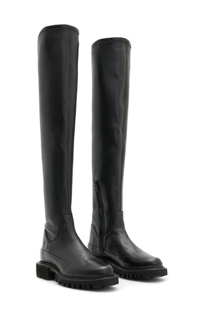 Shop Allsaints Leona Over The Knee Boot In Black