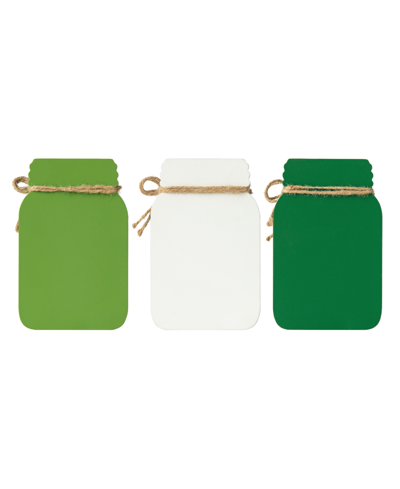 Glitzhome 7" H St. Patrick's Wooden Mason Jar Table Decor, Set Of 3 In Multi