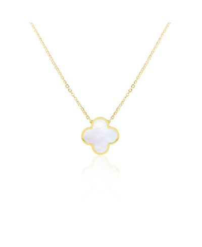 Shop The Lovery Extra Large Mother Of Pearl Single Clover Necklace In White