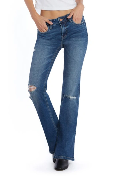 Shop Hint Of Blu Ripped Low Rise Flare Jeans In Sardinia Blue