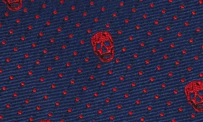 Shop Alexander Mcqueen Skull Silk Tie In Indigo/ Scarlet