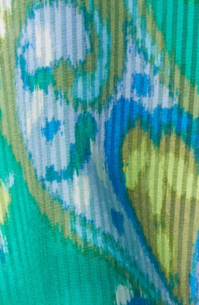 Shop Tahari Asl Floral Print Faux Wrap Dress In Basil Blue Lime