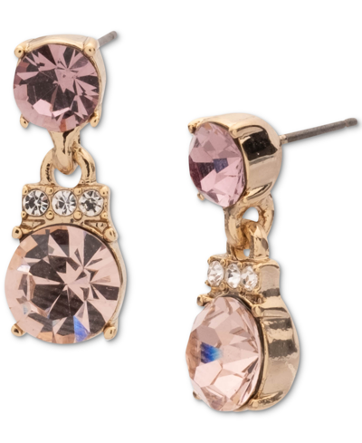 Shop Givenchy Gold-tone Mixed Crystal Drop Earrings In Lt,paspink