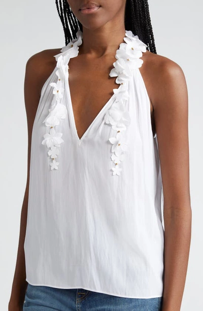 Shop Ramy Brook Cameron Floral Appliqué Sleeveless Top In Ivory