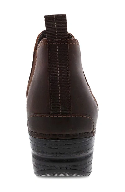 Dansko Ankle Boot With Side Elastics In Black Oiled Leather In Antique Brown Oiled