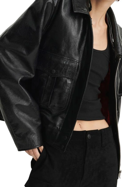 Shop Rag & Bone Colton Genuine Shearling Collar Leather Jacket In Black