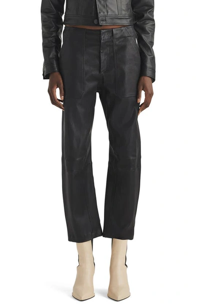 Shop Rag & Bone Layton Leather Workwear Pants In Black