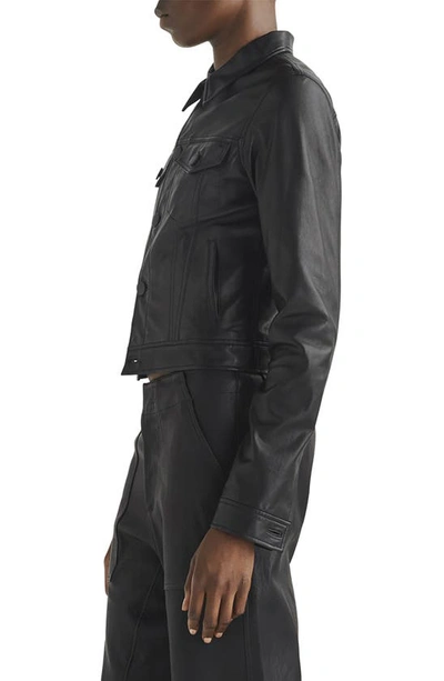 Shop Rag & Bone Debbie Leather Trucker Jacket In Black