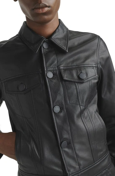 Shop Rag & Bone Debbie Leather Trucker Jacket In Black