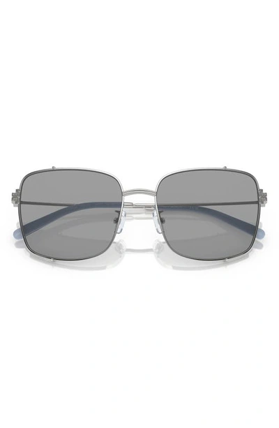 Shop Tory Burch 56mm Rectangular Sunglasses In Silver