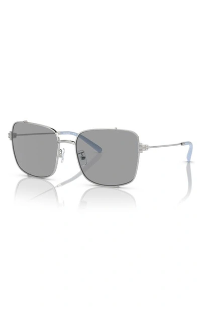 Shop Tory Burch 56mm Rectangular Sunglasses In Silver