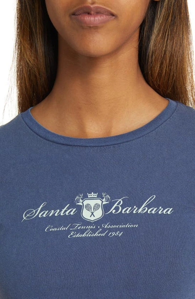 Shop Golden Hour Santa Barbara Tennis Association Cotton Graphic Baby Tee In Blue