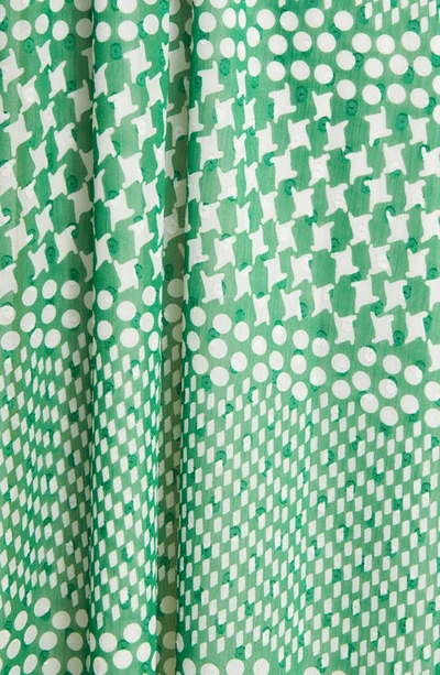 Shop Anne Klein Print Tie Waist Midi Dress In Emerald Mint/ White