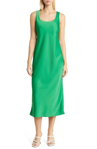 Shop Anne Klein Bias Cut Sleeveless Satin Midi Dress In Emerald Mint