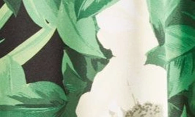 Shop Anne Klein Floral Print Long Sleeve Faux Wrap Midi Dress In Emerald Mint Multi