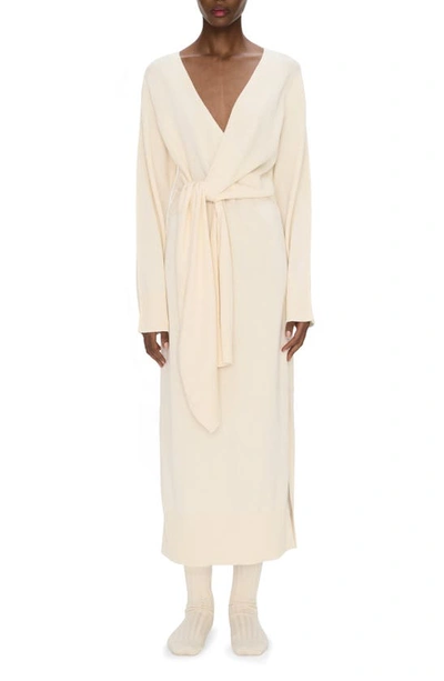 Shop Simkhai Skyla Long Sleeve Cotton & Cashmere Sweater Dress In Ivory