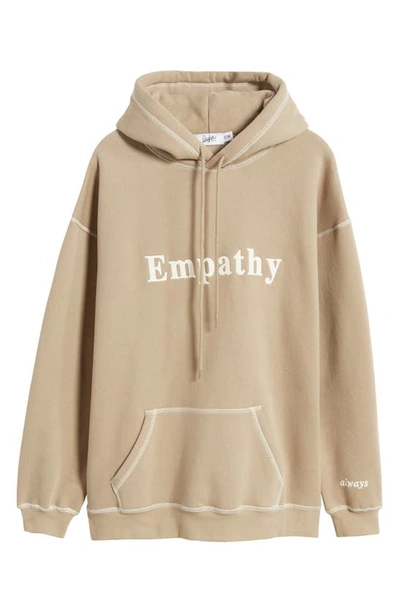 Shop The Mayfair Group Empathy Embroidered Graphic Hoodie In Tan