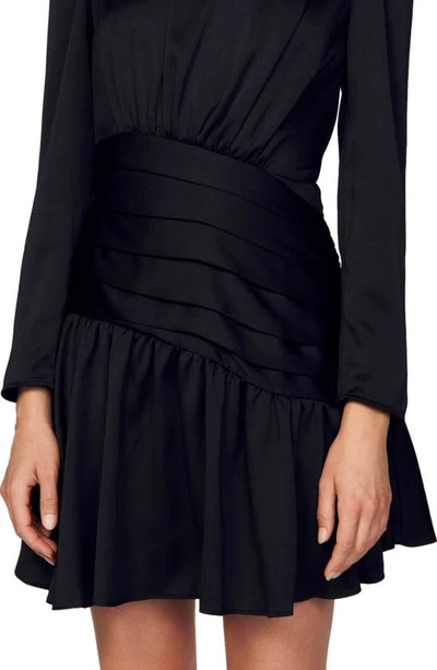 Shop Sandro Leticia Long Sleeve Fit & Flare Minidress In Black