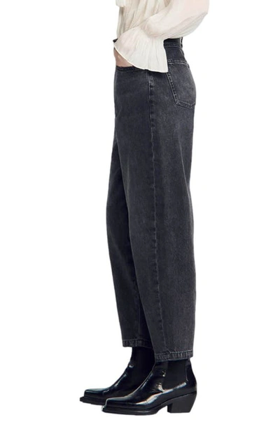 Shop Sandro Rawy High Waist Tapered Leg Jeans In Black