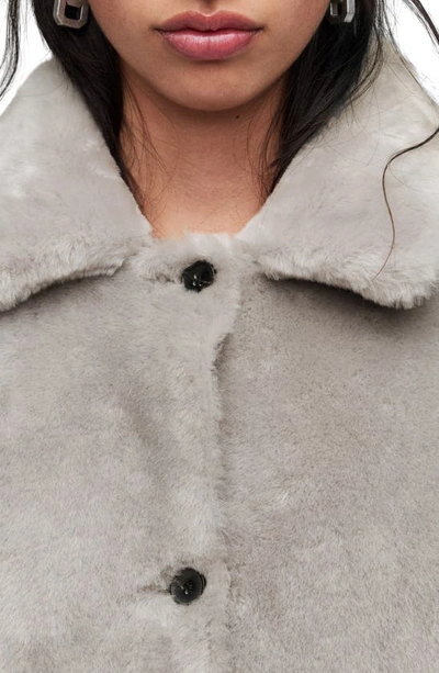 Allsaints Serra Reversible Shearling Coat In Pale Grey