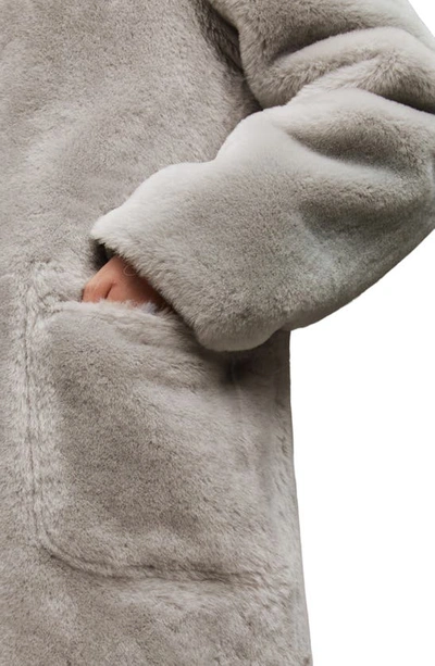 Allsaints Serra Reversible Shearling Coat In Pale Grey