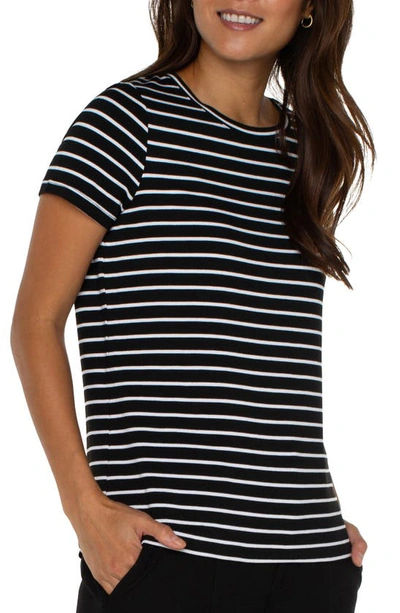 Shop Liverpool Los Angeles Stripe French Terry T-shirt In Black/ White Stripe
