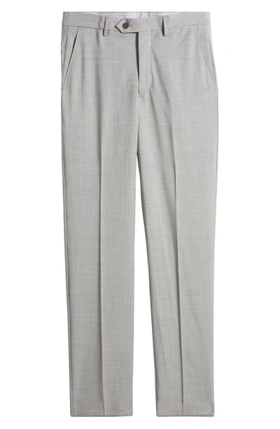 Shop Berle Flat Front Tropical Weight Wool Dress Pants In Light Grey
