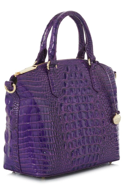 Shop Brahmin Duxbury Croc Embossed Leather Satchel In Royal Purple