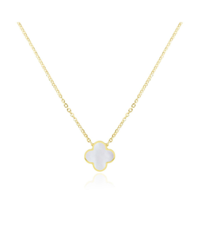 Shop The Lovery Small Mother Of Pearl Single Clover Necklace In White