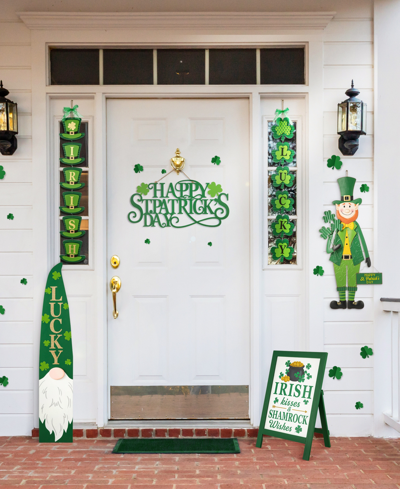 Glitzhome 36" H St. Patrick's Metal Leprechaun Yard Stake Or Standing Decor Or Wall Decor In Green