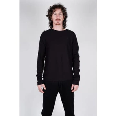 Shop Hannes Roether Ribbed Cotton L/s T-shirt Black