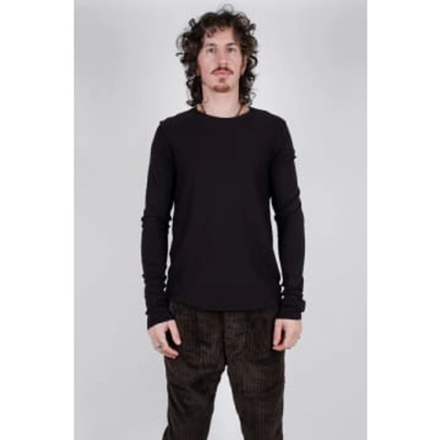 Shop Hannes Roether Raw Neck Cotton L/s T-shirt Black