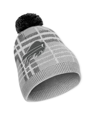 Shop Wear By Erin Andrews Women's  Buffalo Bills Plaid Knit Hat With Pom And Scarf Set In Gray