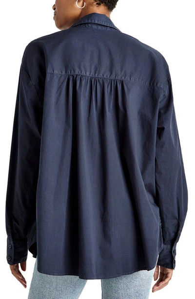 Splendid Avril Side Slit Button-up Shirt In Navy
