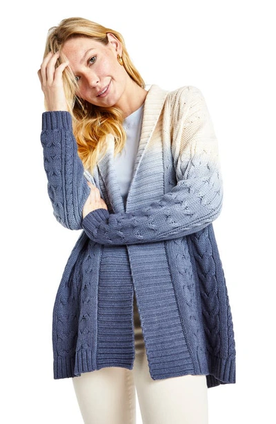 Shop Splendid Dip Dye Cable Stitch Cardigan In Navy Dip Dye