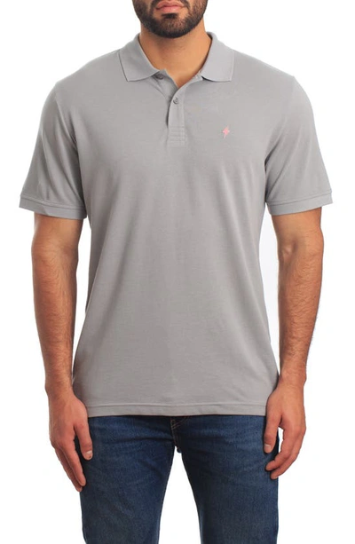 Shop Jared Lang Lightning Bolt Embroidered Polo In Grey