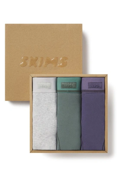 Shop Skims 3-pack Cotton Rib Boxers In Light Heather Grey Multi