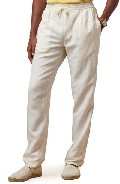 Shop Ralph Lauren Purple Label Dorset Silk & Linen Drawstring Pants In Off White