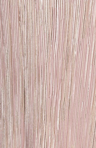 Shop Connected Apparel Plissé Foil Tiered Dress In Dusty Rose