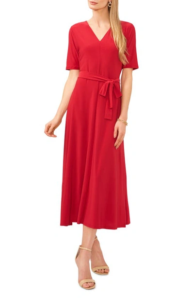 Shop Chaus V-neck Tie Waist Knit Dress In Berry Spice