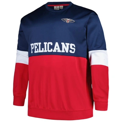 Fanatics Men's  Navy, Red New Orleans Pelicans Big And Tall Split Pullover Sweatshirt In Navy