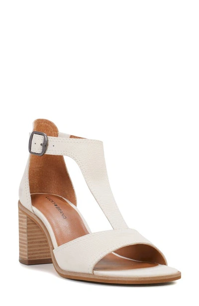 Lucky Brand Sabeni Womens Leather T-strap Block Heels In Vanilla Sal